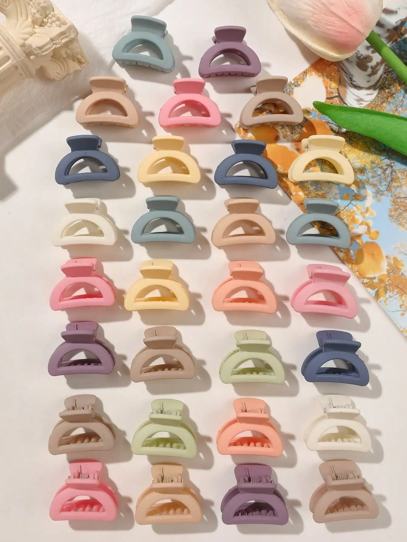 30PCS Mini Halbkreis Hohl Haar Clips für Frauen Tiny Hair Creaseless Styling Klaue Clips Casual Vielseitige Haar Zubehör – Detail 8