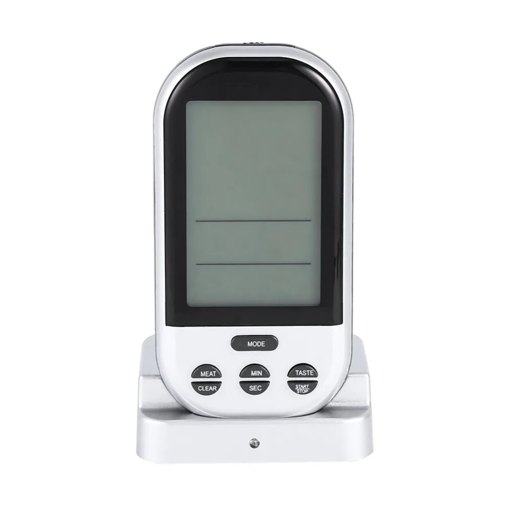 Stainless Steel Probe Digital Food Thermometer Silver LCD Display Meat Thermometer Celsius Fahrenheit Switch Long Probe