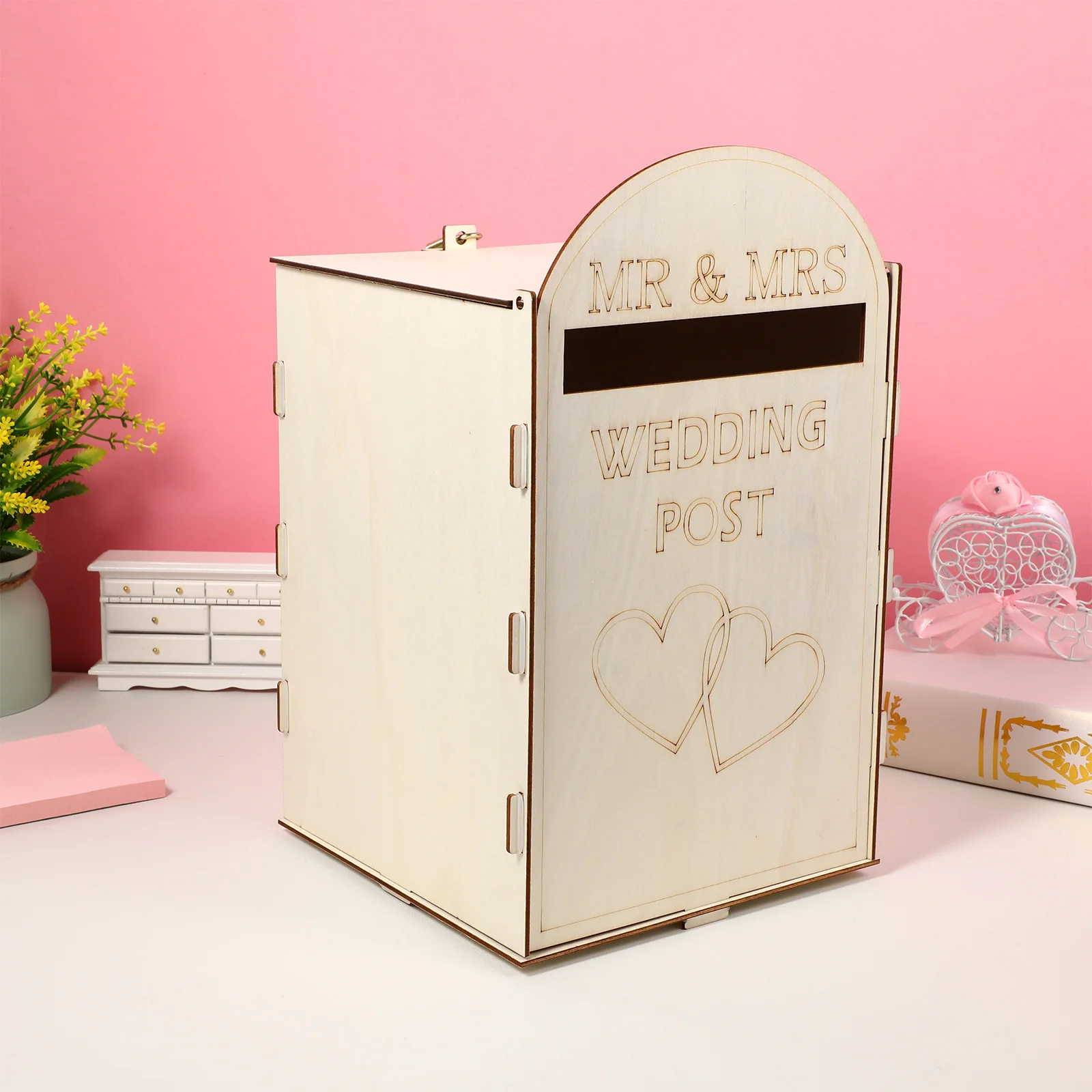 Wedding Post Box DIY Wooden Wedding Supplies Gift Envelope Card Box Suggestion Letter Donation Wedding Party Favors Decoration