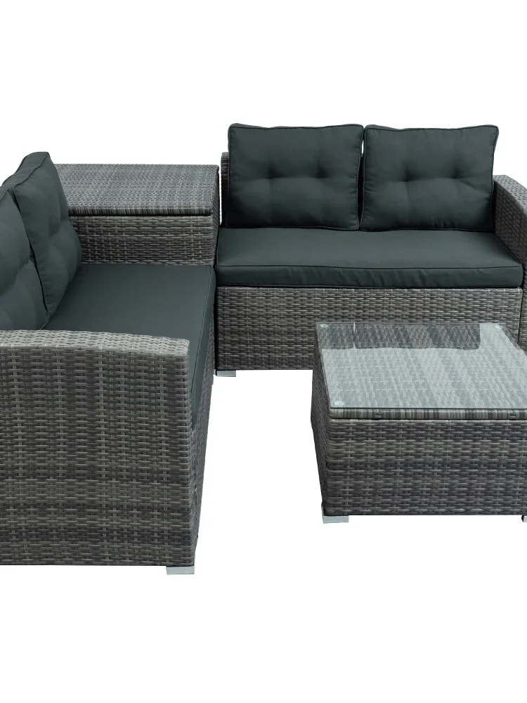 Furniture Sofa Set with Large Storage Box  for Pool Backyard Lawn