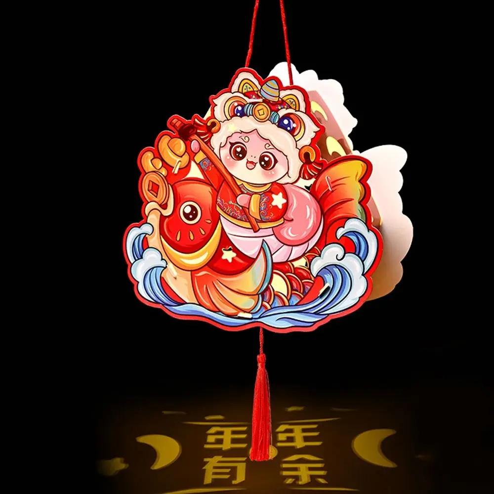Vintage Chinese Snake Portable Lantern Traditional Paper New Year Luminous Lantern Handheld Cartoon Spring Festival Lantern