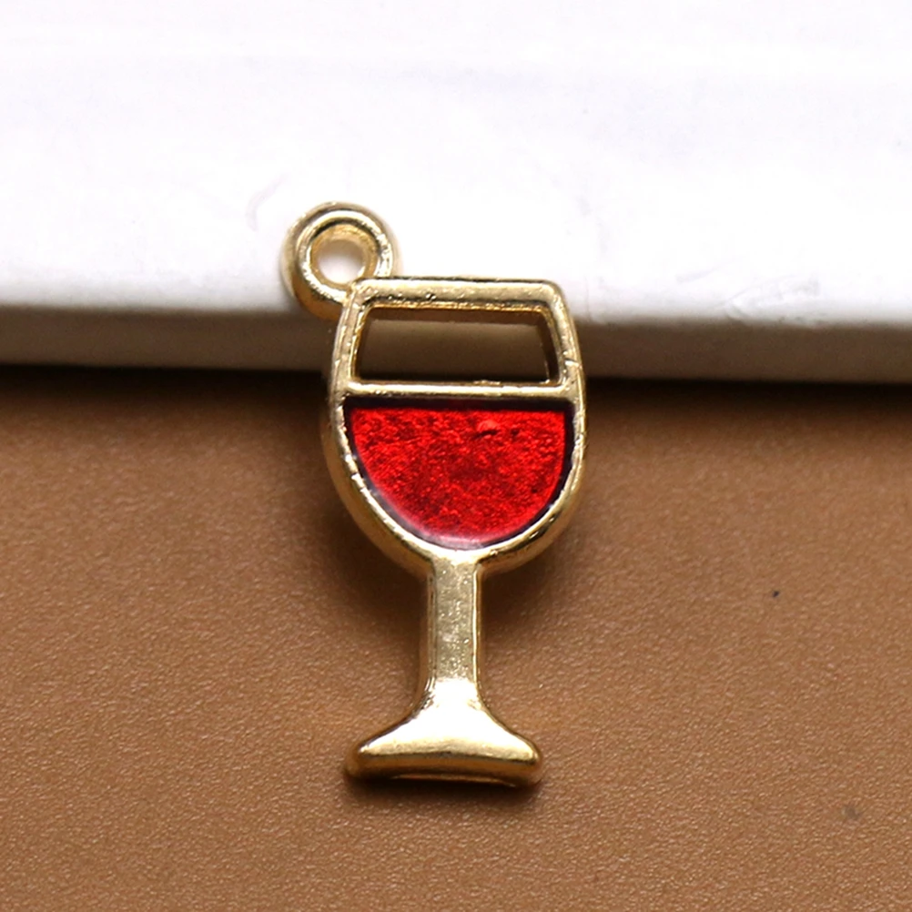 

20Pcs Fashion Pendant Charms Alloy Red Wine Goblet Jewelry Making for Earrings Necklace