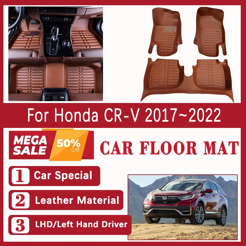 

Car Floor Mats For Honda CR-V CRV CR V MK5 2017 2018 2019 2020 2021 2022 Leather Carpet Foot Covers Left Hand Driver Accessories