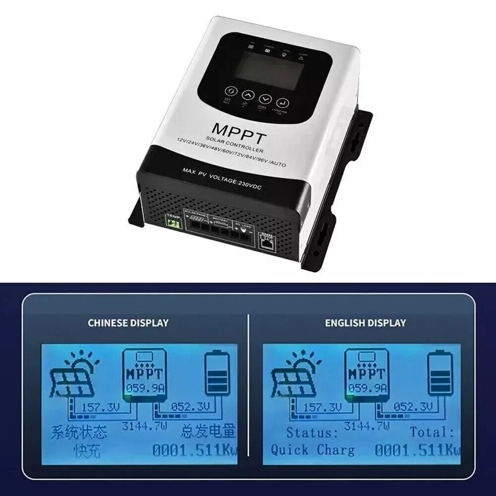 Solar MPPT Charge Controller 30A 40A 60A DC12-96V to AC220V Solar PV Battery Charging Regulator Household Solar Panel Controller