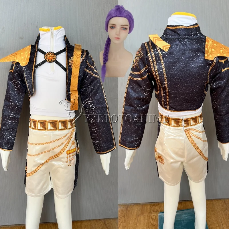 Anime Damen Cosplay Kostüm Schwarzer Goldener Anzug Halloween Rollenspiel Outfit