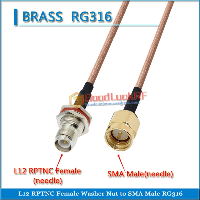 

L12 RPTNC RP-TNC Female Washer Nut Waterproof to SMA Male RPSMA RP SMA Male 90 Degree to TNC Female Pigtail Jumper RG316 Coaxial