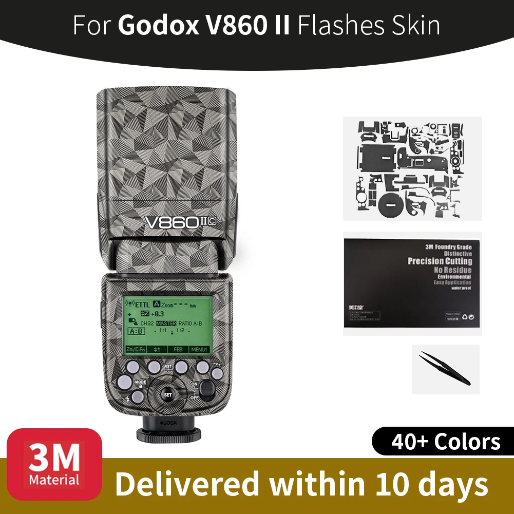 Para Godox v860ii Skin, pegatina para flashes de cámara Godox V860 II, película protectora resistente a los arañazos, protección de cobertura total