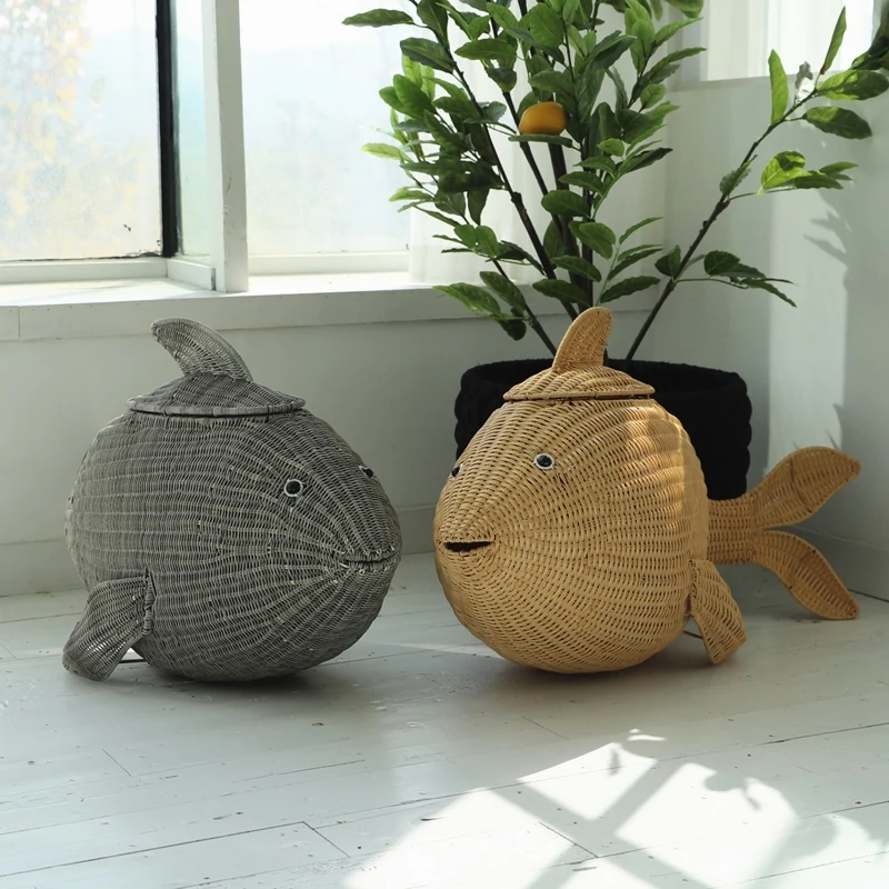 Rattan Creative Personality Fish Children's Storage Box Whale Features