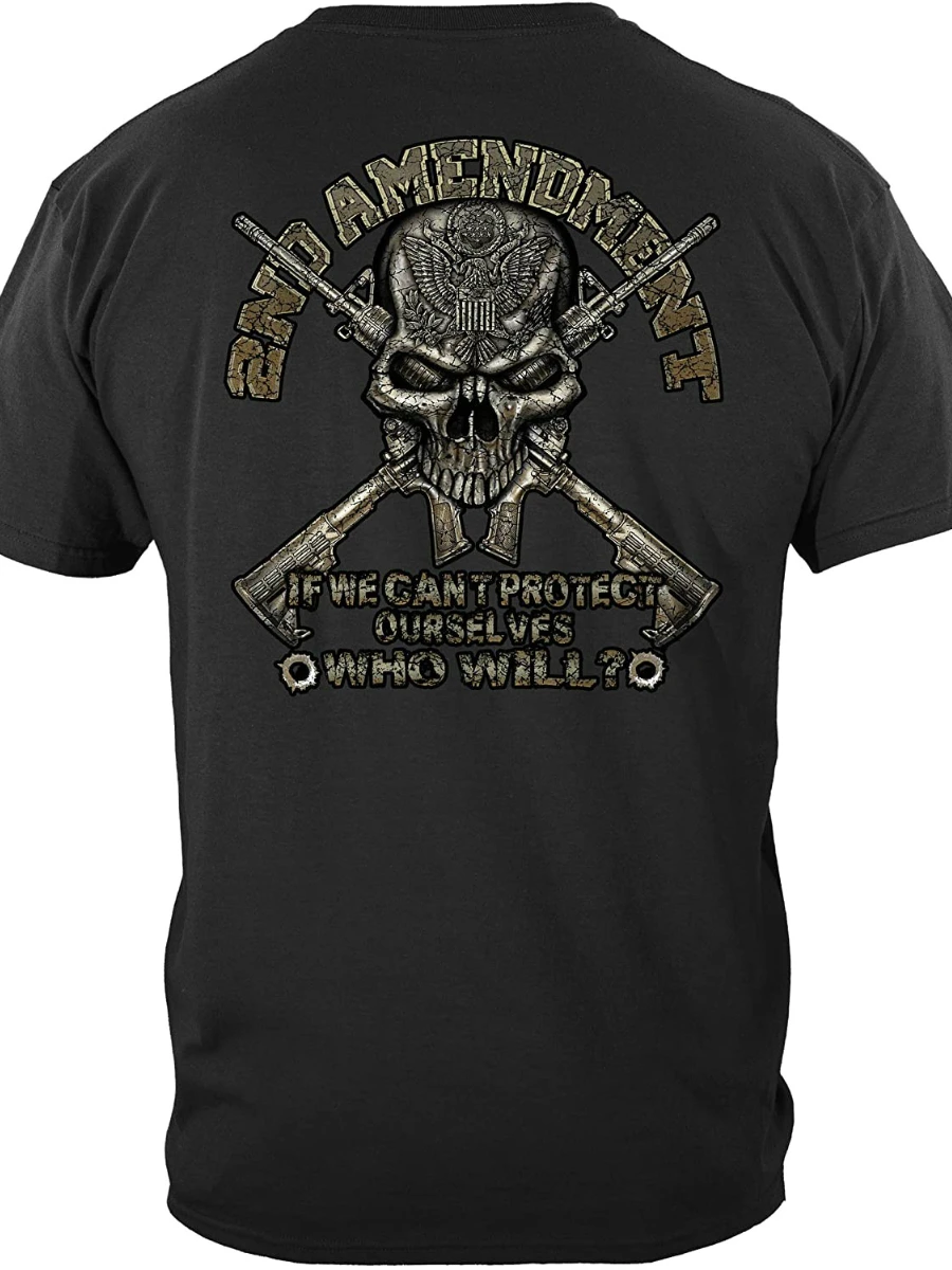 2nd Amendment Patriotic Skull Cross Rifle T-Shirt. Summer Cotton Short Sleeve O-Neck Men's T Shirt New S-3XL