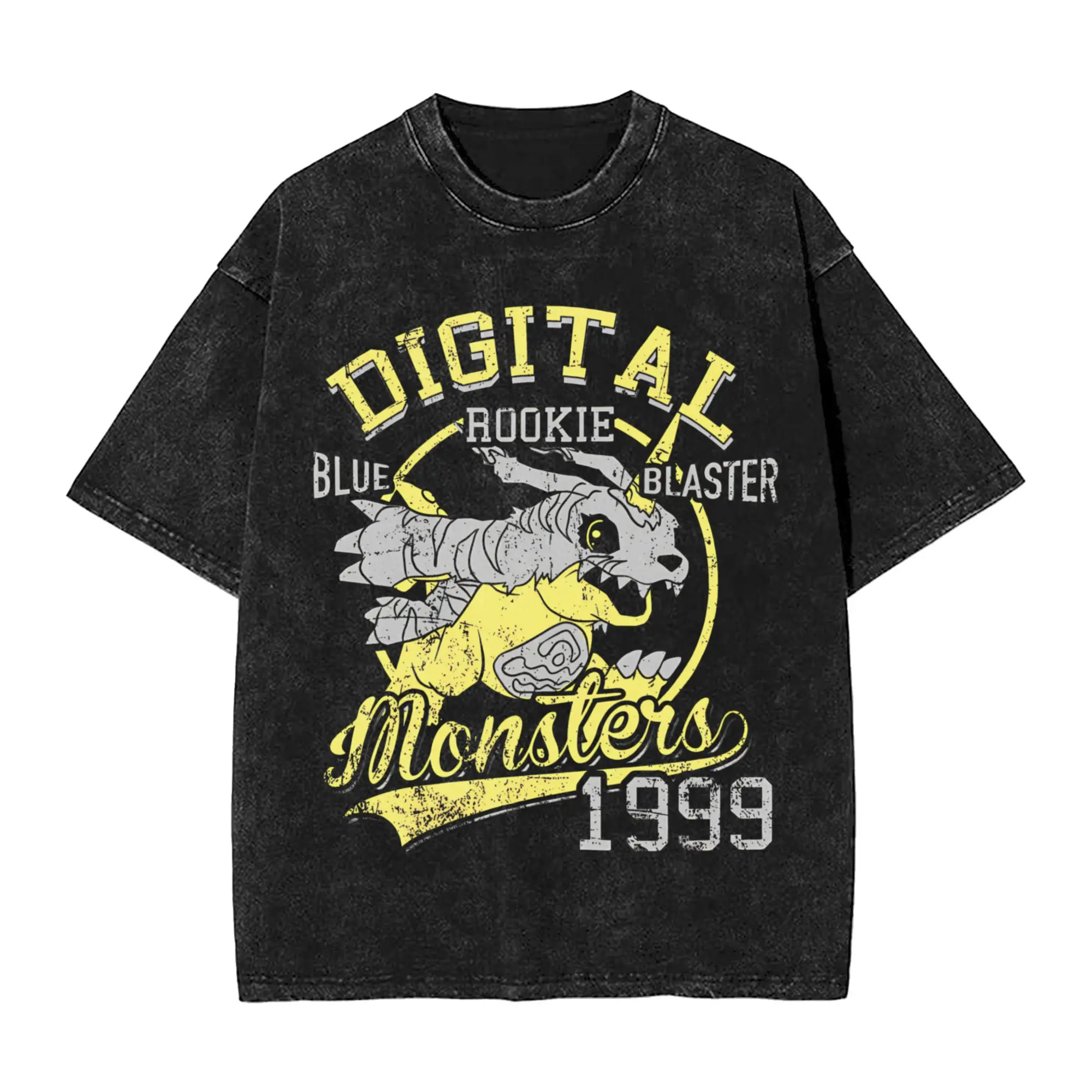 

Футболка мужская в винтажном стиле с принтом Digimon Adventure MetalGarurumon Digital Monsters 1999, с эффектом потертости, аниме-принт, коллекция 2026 года, летняя