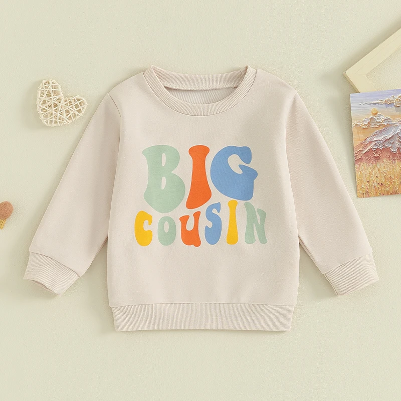 2023-08-22 Lioraitiin 0-5Y Sisters Brother Matching Outfits Toddler Baby Letter Print Long Sleeve Crewneck Sweatshirt Clothes