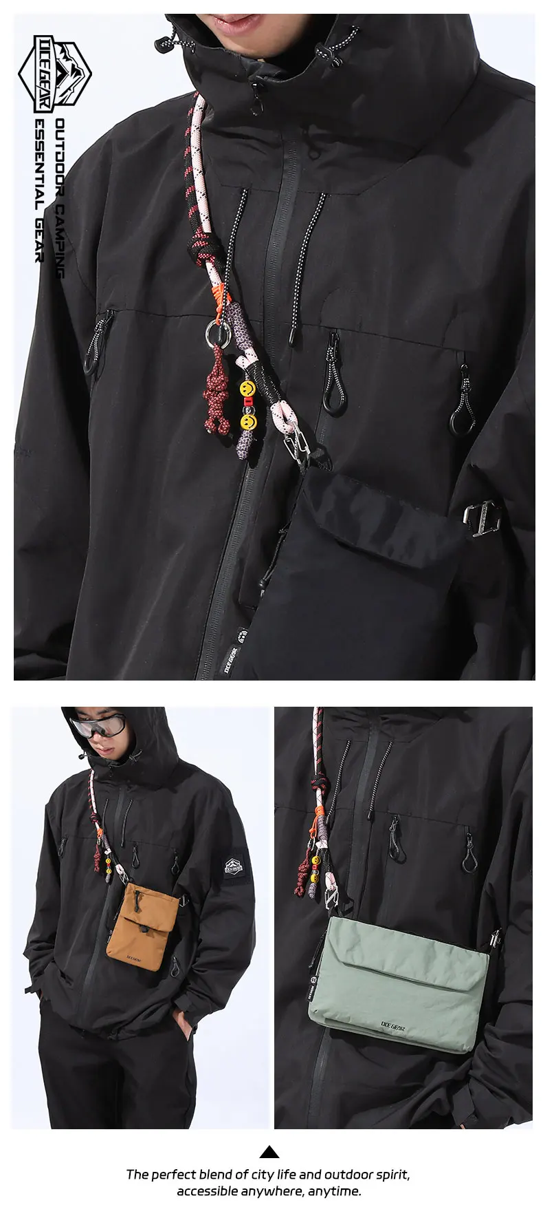 OCE GEAR Multifunctional Adjustable Lanyard Outdoor Rope Strap for Phone Camera Crossbody Bag - DIY Hanging Cord Accessory