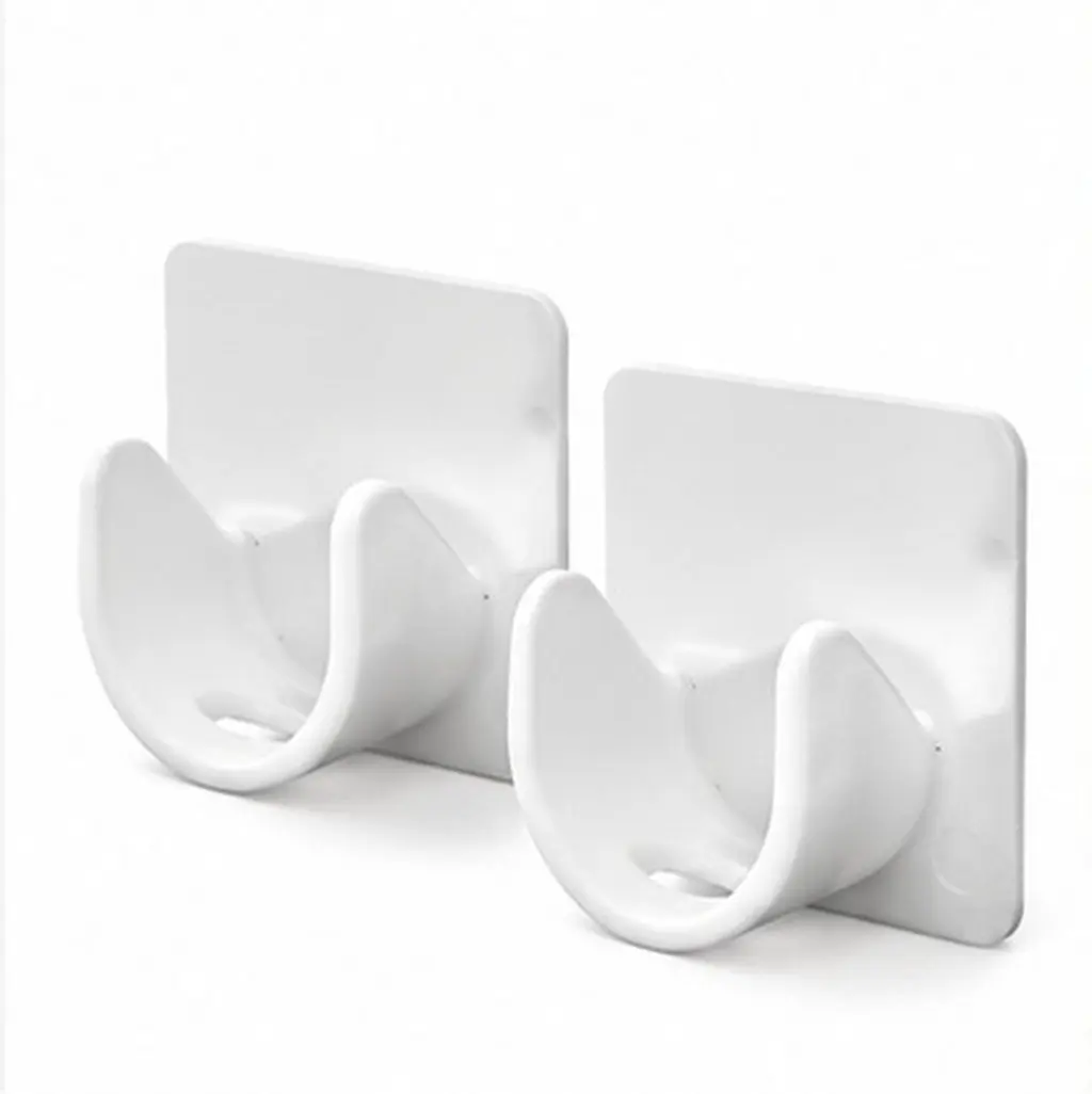 2Pcs Universal Adhesive Curtain Rod Holders No Drilling Required Heavy Duty Plastic Rod Retainer for Bathroom Kitchen Bedroom