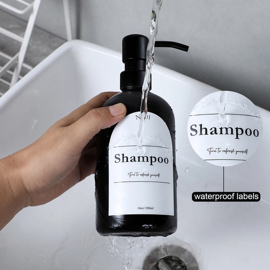 Refillable Shampoo and Conditioner Dispenser Set Empty Soap Bottles with Stainless Steel Pump Bathroom Shower Soap Dispenser