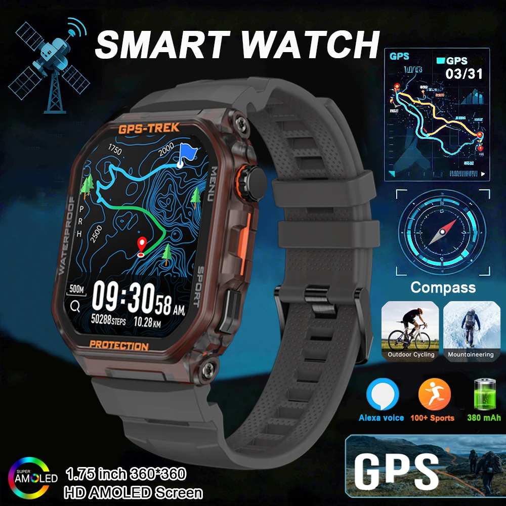 

Смарт-часы с GPS 2026 Встроенные Alexa и GPS Bluetooth-вызовы Смарт-часы с пульсометром SpO2 Фитнес-отслеживание Спортивные часы для Android ios