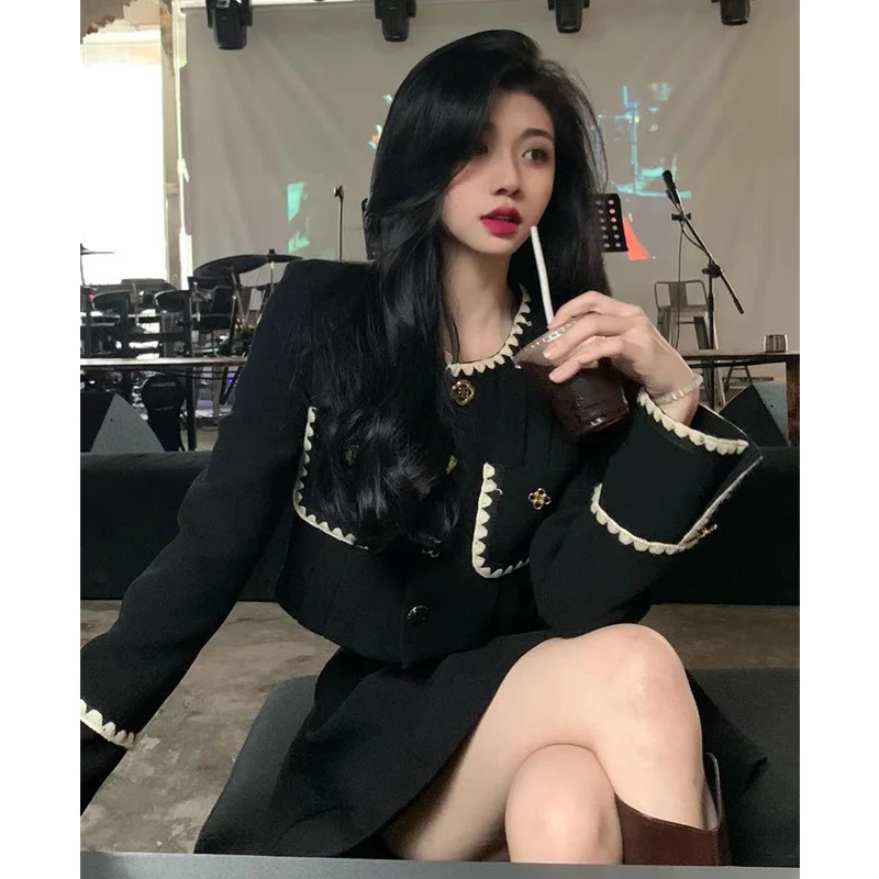 Elegant Fashion Set Women's Autumn Outerwear Skirt Two-Piece Suite Sweet And Spicy Small Fragrance Style High-End Feeling