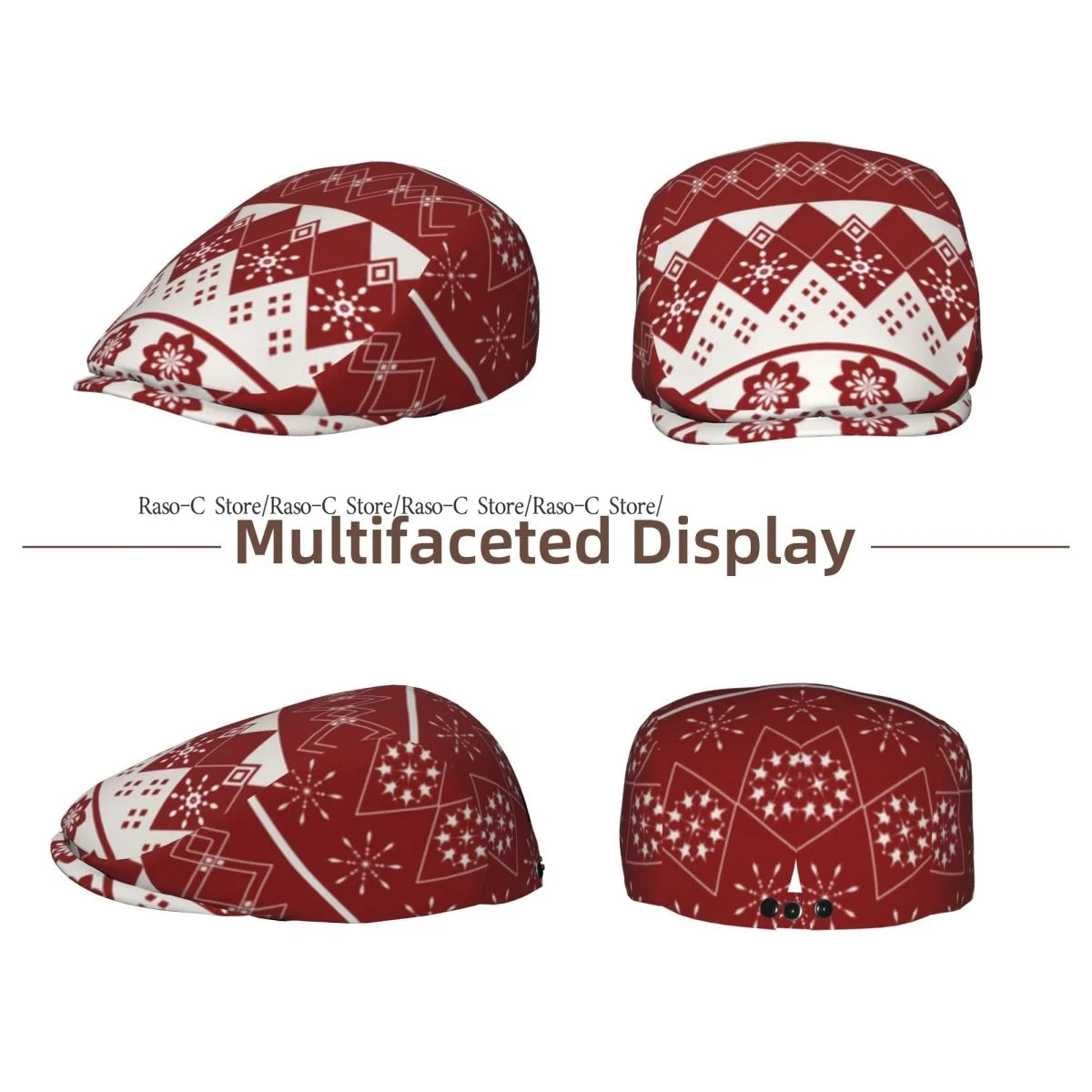 Flat Cap Men Women Newsboy Cap Geometric Snowflakes Driving Bunnet Ivy Hat Bakerboy Hat Spring Summer Boina
