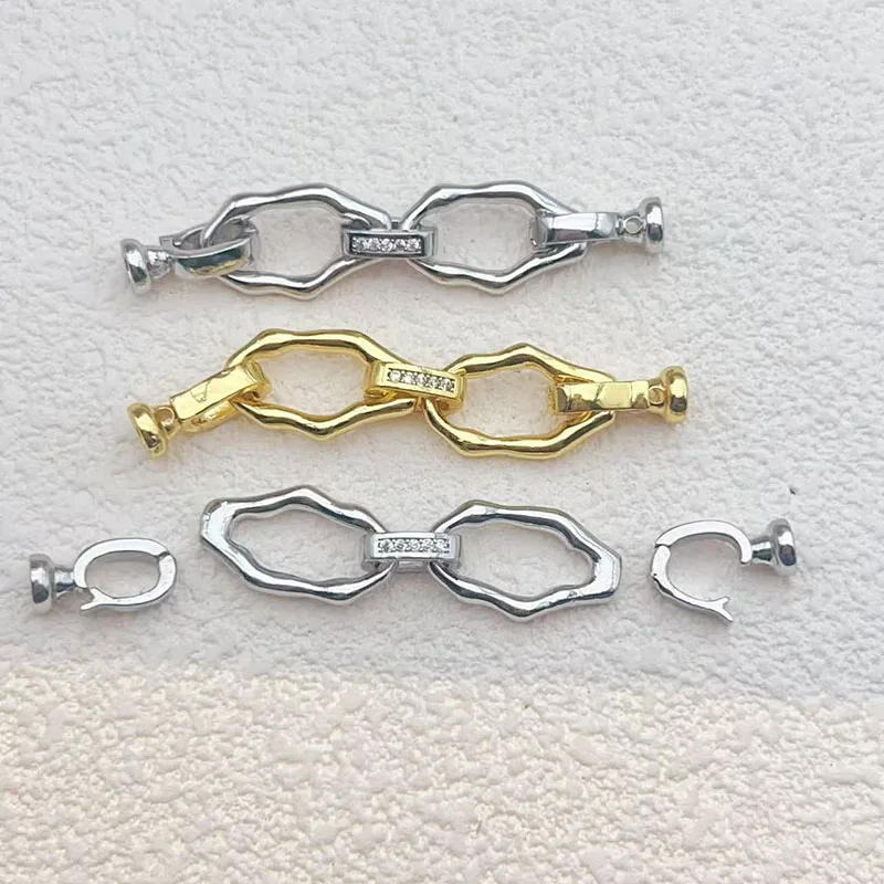 Wholesale 10x50mm 925 Sterling Silver Double Ring Necklace Clasp