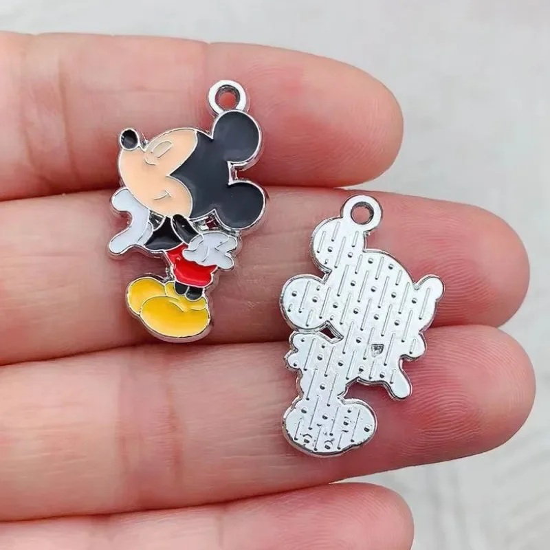 Disney Mickey Minnie Colar Pingente, Cute Cartoon Jewelry, Pequeno Pingente, DIY Handmade Material Acessórios, 10Pcs