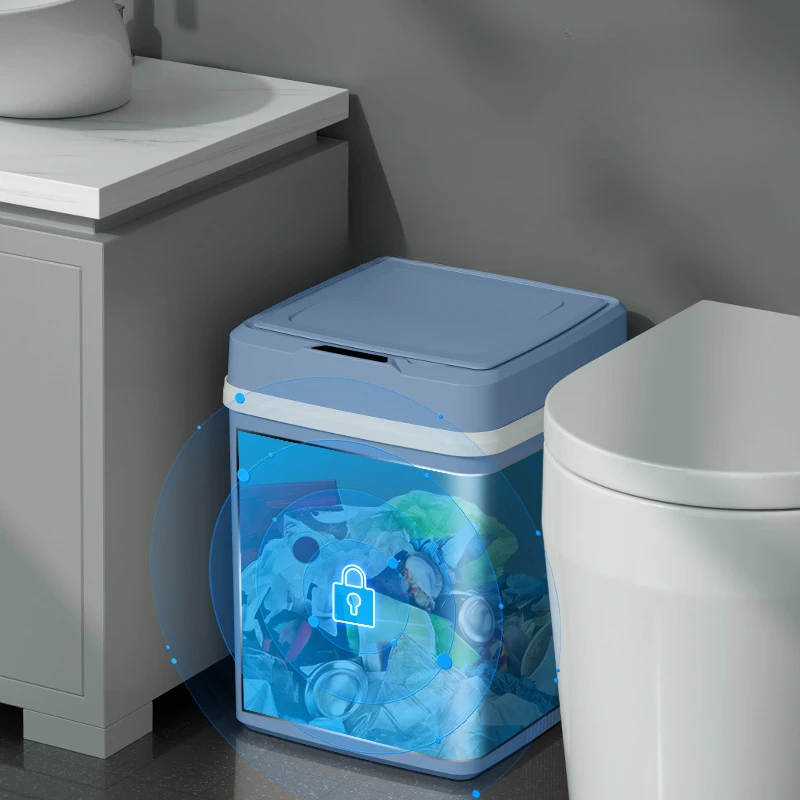 Kitchen Trash Bin 12L Bathroom Touch Trash Can In The Toilet Smart Garbage Bucket Waste Bins Dustbin Smart Trash Can Kitchen