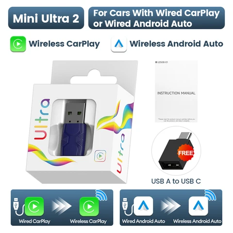 Беспроводной Смарт-адаптер CarlinKit 5.0 Mini Ultra 2/3 USB Для Android Auto И CarPlay С Wi-Fi, Bluetooth