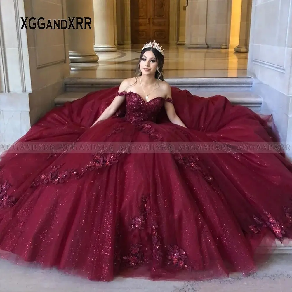 Burgunderrote Quinceanera-Kleider, weinrot, herzförmig, XV Para Eventos, besondere Sweet-16 Princess Quinceañera 2024, individuell gestaltet