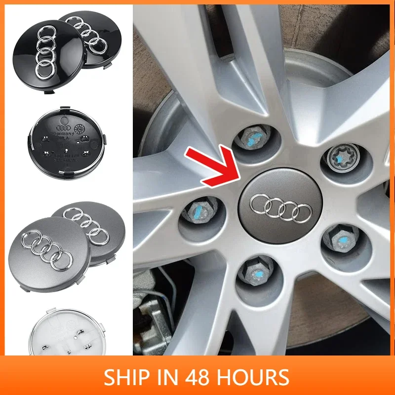 

4pcs 60mm Car Styling Wheel Center Cap Emblem Hub Covers Badge 4B0601170 For Audi A3 A4 A5 A6 A7 A8 S4 S6 A6L Auto Accessories