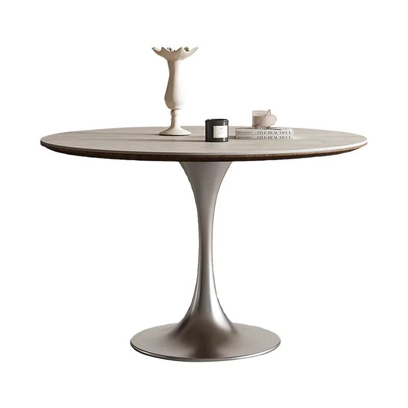 

Round household small apartment dining stainless steel negotiation table round dining table