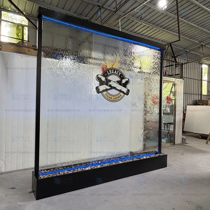 custom.Customized Contemporary Rectangle Glass Waterfall Fountain Spa Hotel Glass Wall Restaurant Shopping Mall I
