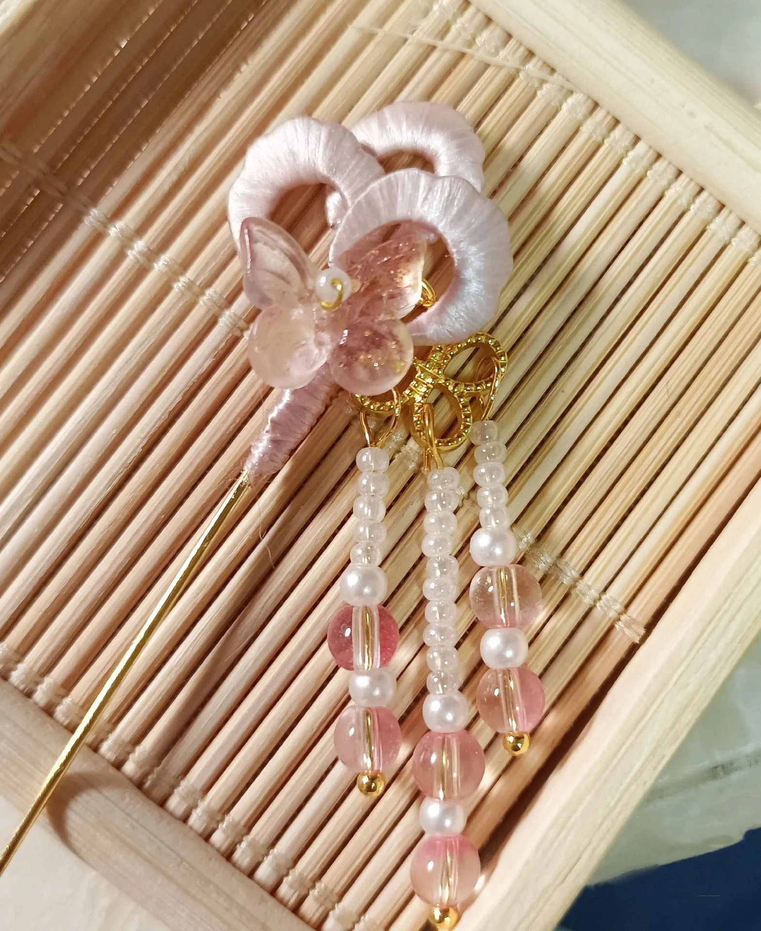 Handmade Pink Butterfly Flower Hairpins For 1/3 1/4 BJD Doll Tiara Accessories