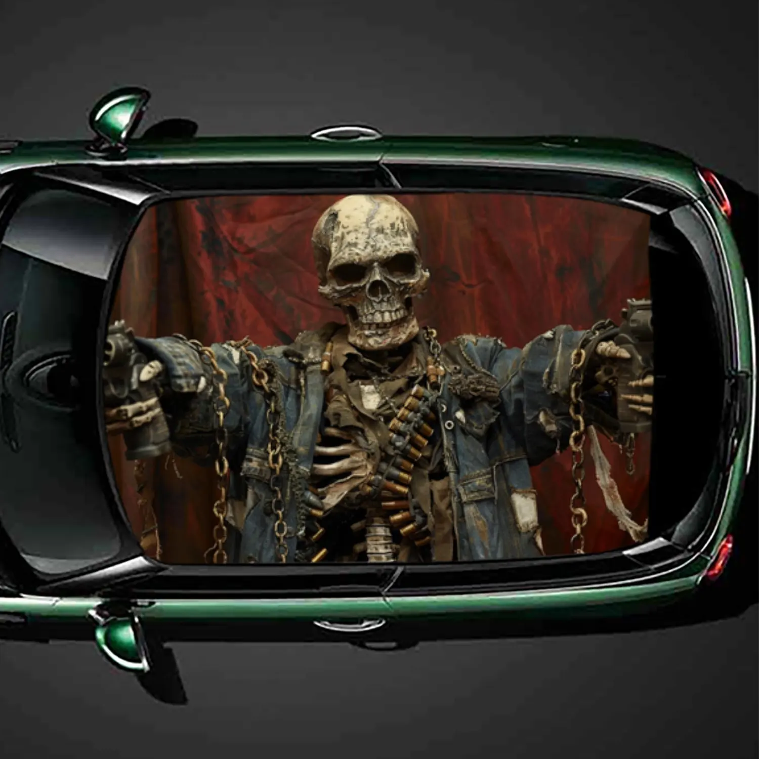 

Мощный скелет Sharpshooter, виниловая наклейка на крышу автомобиля, самоклеящаяся водонепроницаемая внешняя часть автомобиля, персонализированный аксессуар, декоративный декор