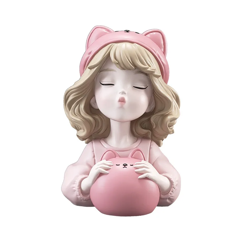 Imagem -05 - Cute Girl Piggy Bank For Girl Acessórios para Decoração do Quarto Home Decor Artes e Ofícios Suprimentos Estátua Escultura Presente de Aniversário