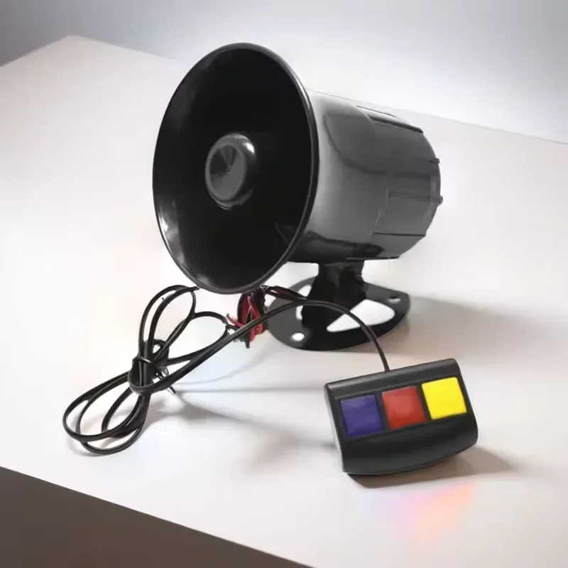 12V 3 Tone Car Horn Motorcycle Megaphone Fire Siren Horn Speaker Emergency Sound Amplifier Speaker for Most Cars Motorcycles