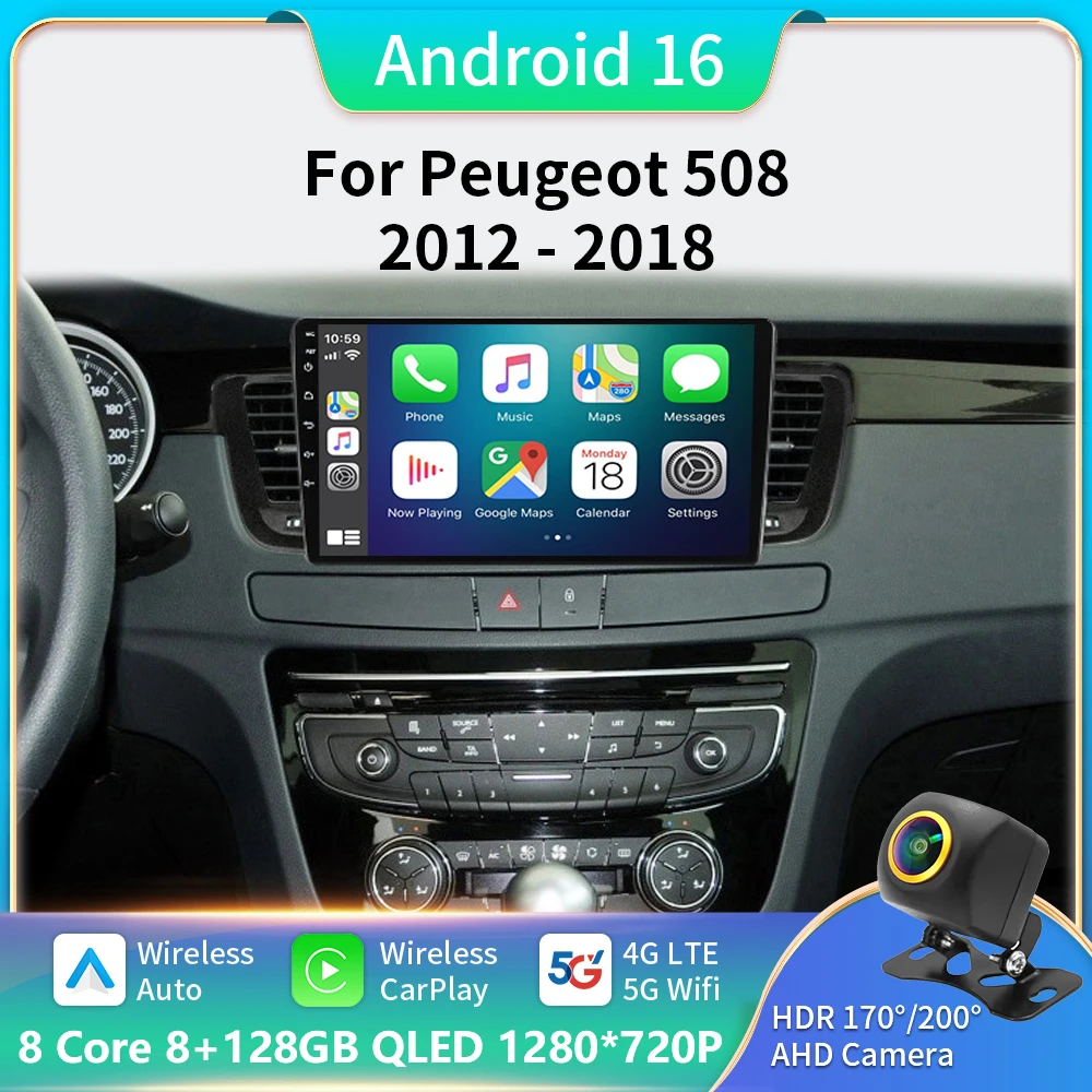 

Android 16 Carplay Auto 2K Screen Car Radio Multimedia Player For Peugeot 508 2011 - 2018 Autoradio GPS Stereo 2 din Head Unit