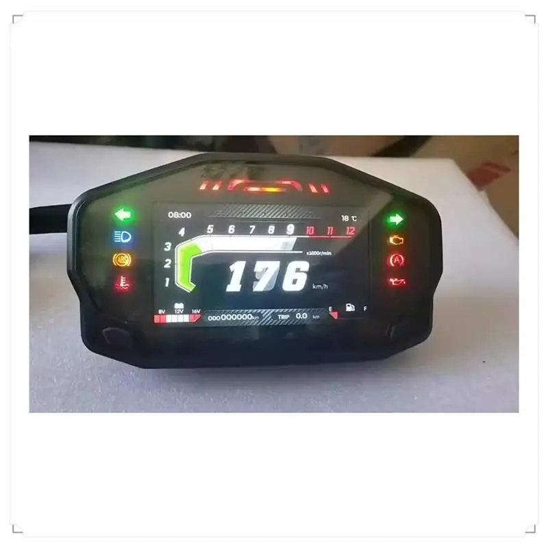 AD Universal Motorcycle Dashboard Tachometer LCD Digital 12000Rpm Speedometer For 2-4 Cylinders Odometer