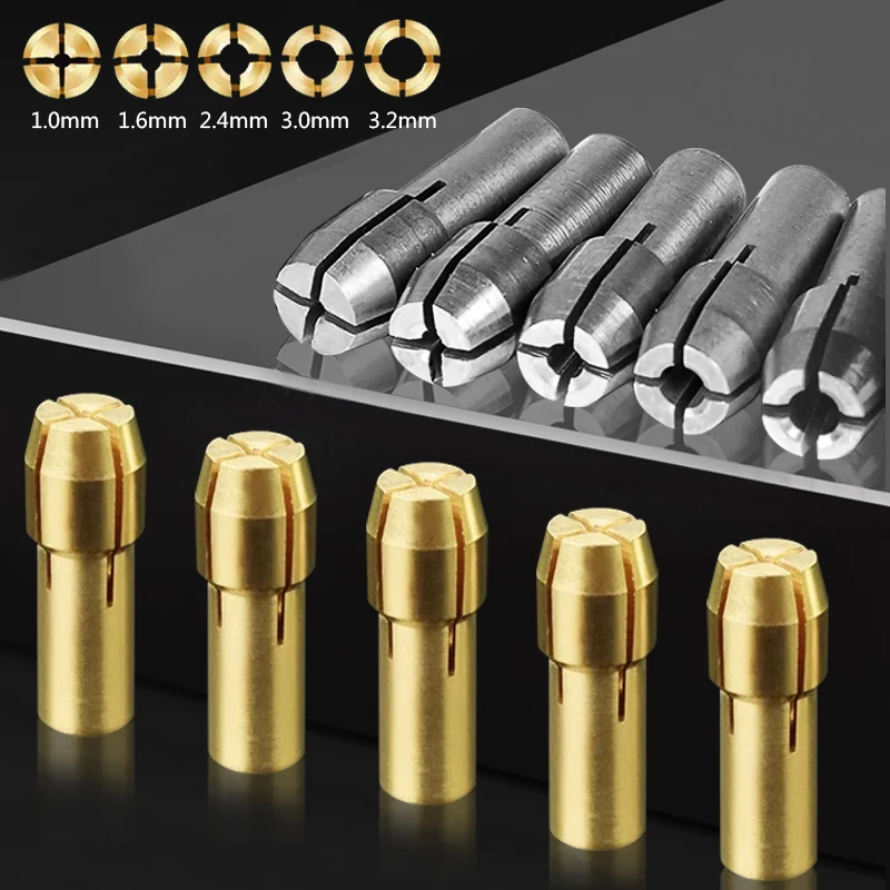 10 sztuk Dremel Mini uchwyty wiertarskie wiertarka 1.0mm-3.2mm uchwyt Adapter 4.3 Shank mikro tuleja zaciskowa do akcesoriów Dremel