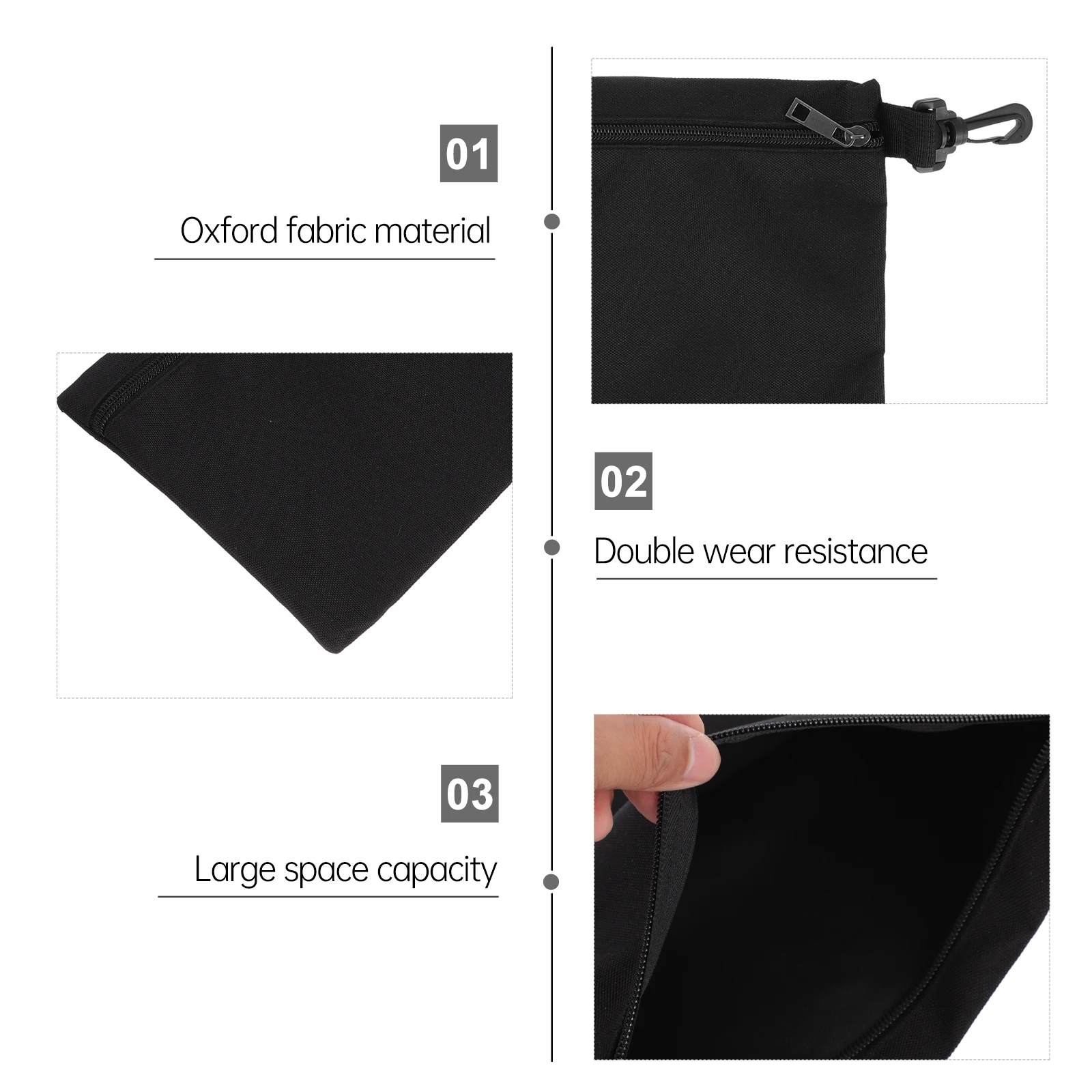 

3pcs Tool Storage Bag Durable Waterproof Oxford Cloth Large Capacity Zipper Pouch For Tools Electrician Men'S Plumbing