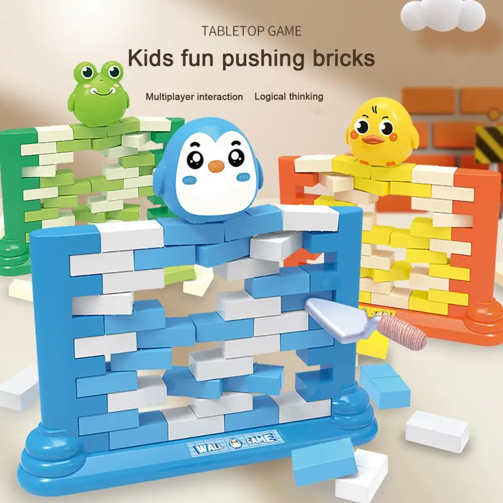 Educational Brick Toy Push Brick Wall Game Mini Building Blocks Set Educational Stacking Toy for Toddlers Parent-child Desktop
