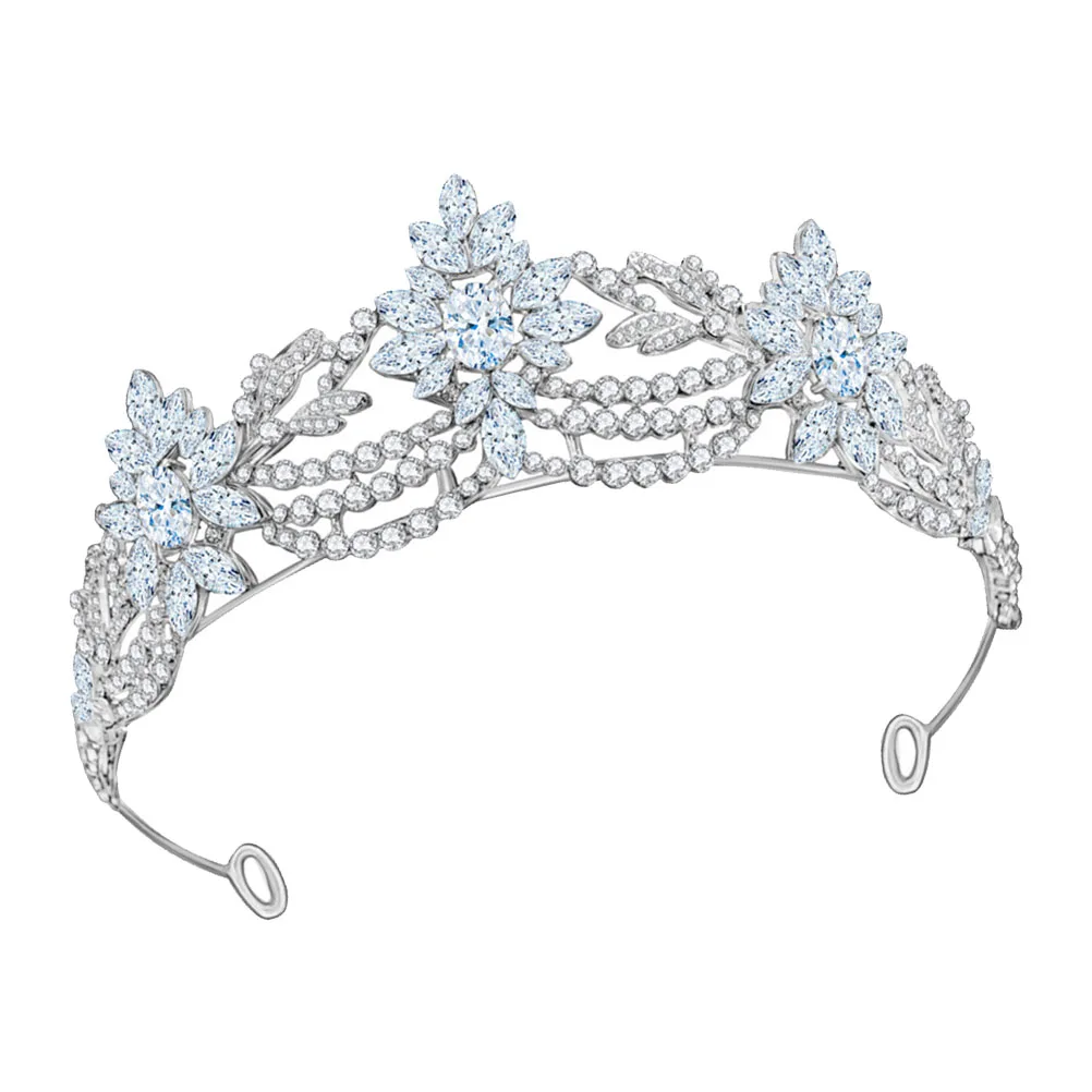 

Women Headdress Wedding Crystal Rhinestone Crown Bridal Hair Accessories Lightweight Zircon Alloy Tiara For Party Engagement