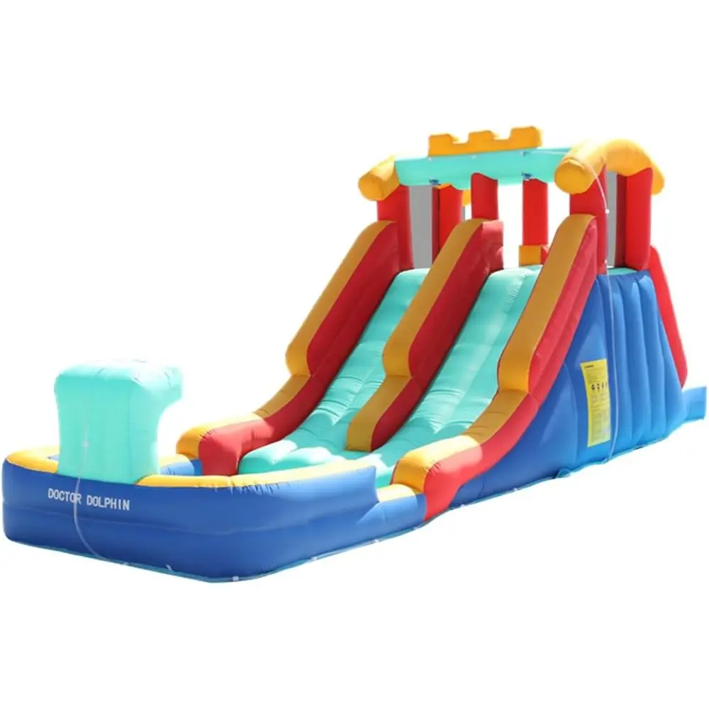 大きなお子様向けのプール付きバウンスハウス・インフレータブルウォータースライダー、子供用裏庭ウォータースライダー、インフレータブルウォーターパークダブル