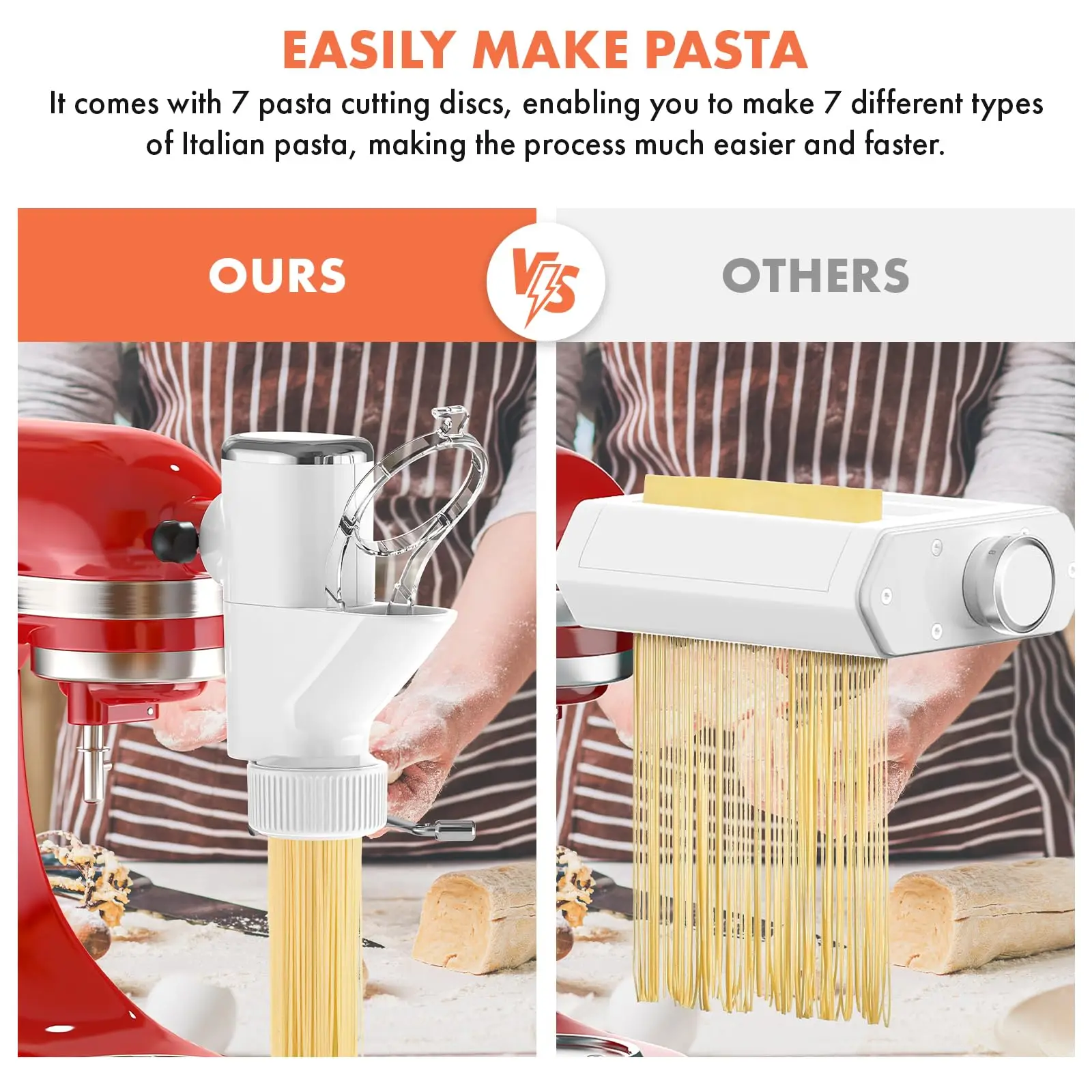Pasta Press Attachment for KitchenAid Stand Mixers 7 Interchangeable Plates Pasta Extruder Accessories view 4