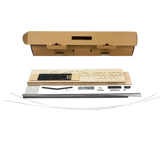 Zestaw do samodzielnego montażu samolotu drewnianego zdalnie sterowanego, rozpiętość skrzydeł 120 cm, długość 91 cm, dla dzieci, z zestawem folii.