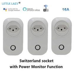 Smart Life Tuya Switzerland Socket Wi-Fi Mobile Wireless SW Plug 16A Voice Control Power Monitor Work For Alexa Google Home