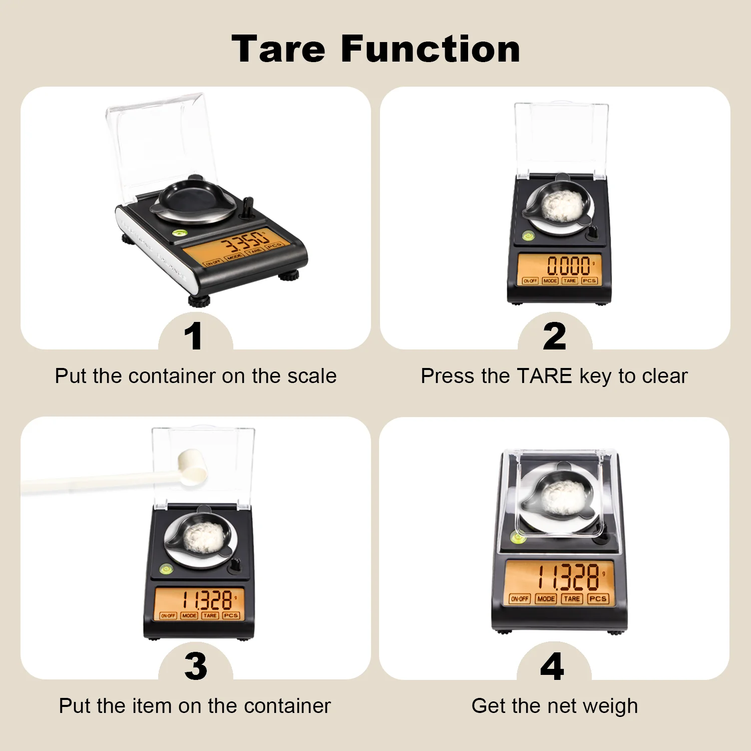 50g 0.001g LCD Touch Digital Milligram Scale  Jewelry Gold Lab Scales  with 6 Units, Tare Weights, Calibration Weights