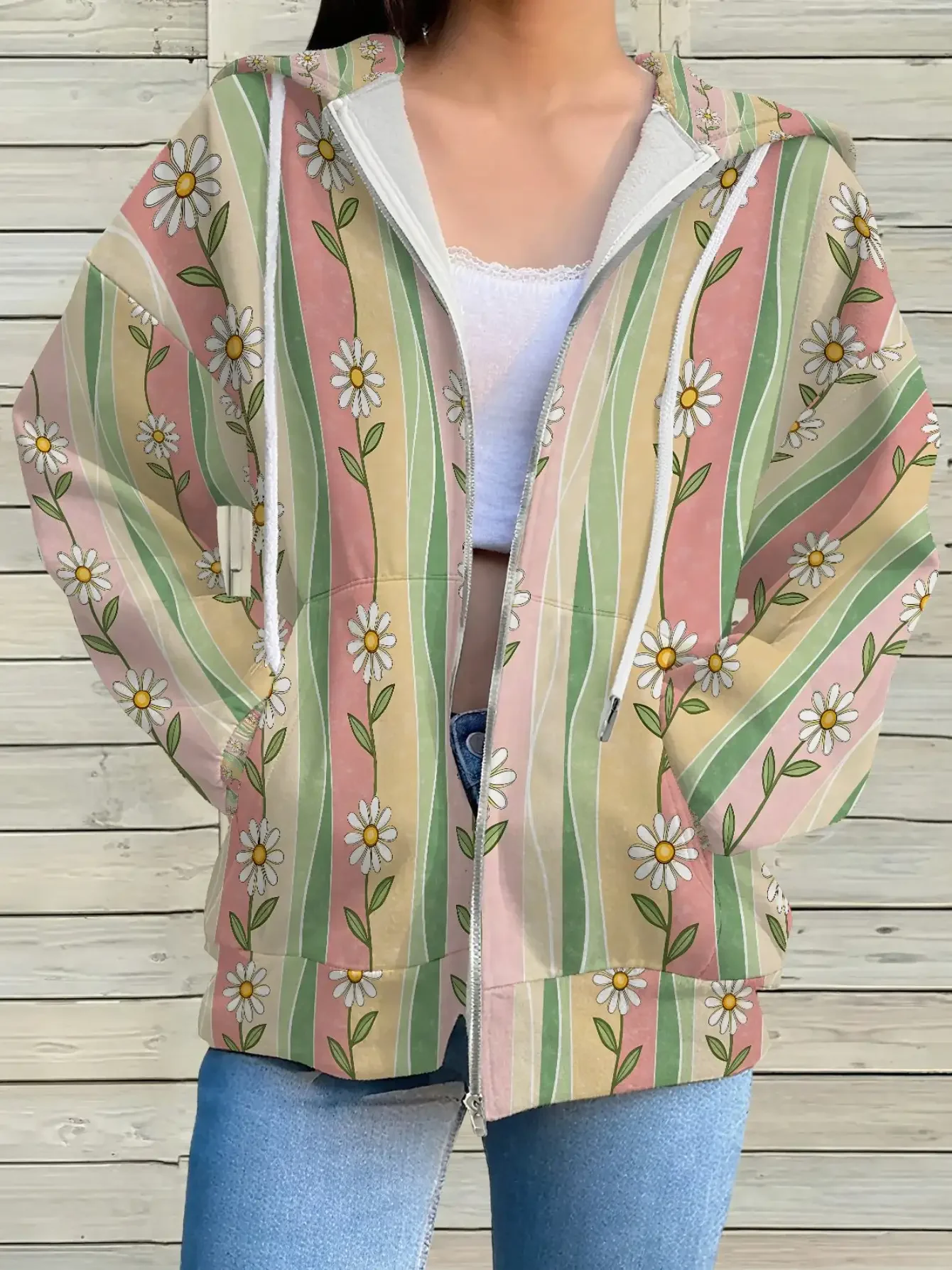 

2026 New Women's 3D Printed Zipper Hoodie - Retro Fashion Full Zipper Hoodie with Pocket, the white fox hoodie