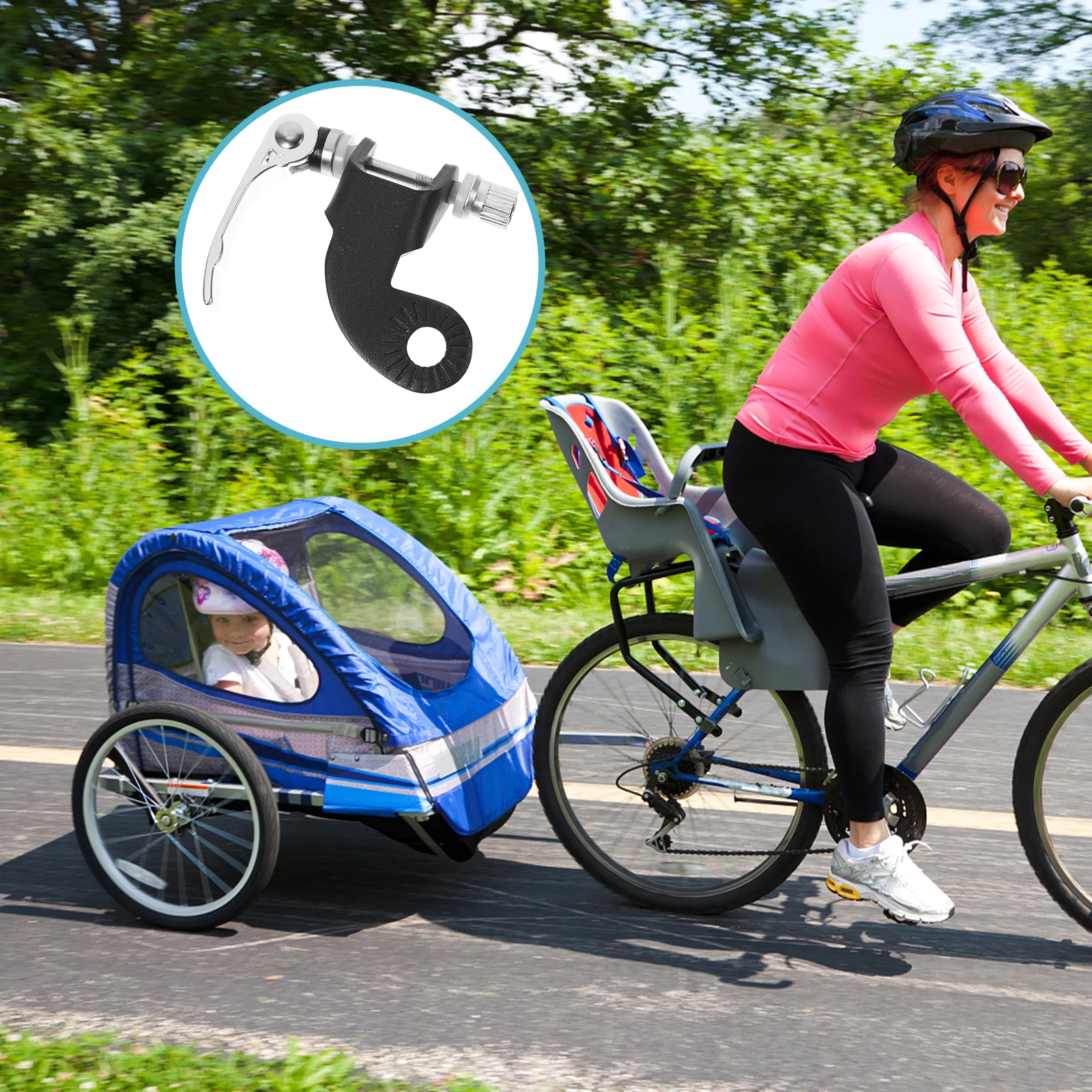 

2pcs Universal Bike Trailer Hitch Adapter Steel Coupler For Electric Bicycle Easy Install No Tools Durable Towing Solution Black