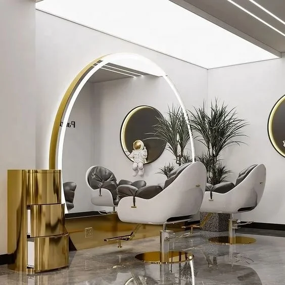 

Modern Luxury Round Glass Mirror Big Oval Hair Salon Station for Beauty Barber Living Room Outdoor Use Big Round Mirror