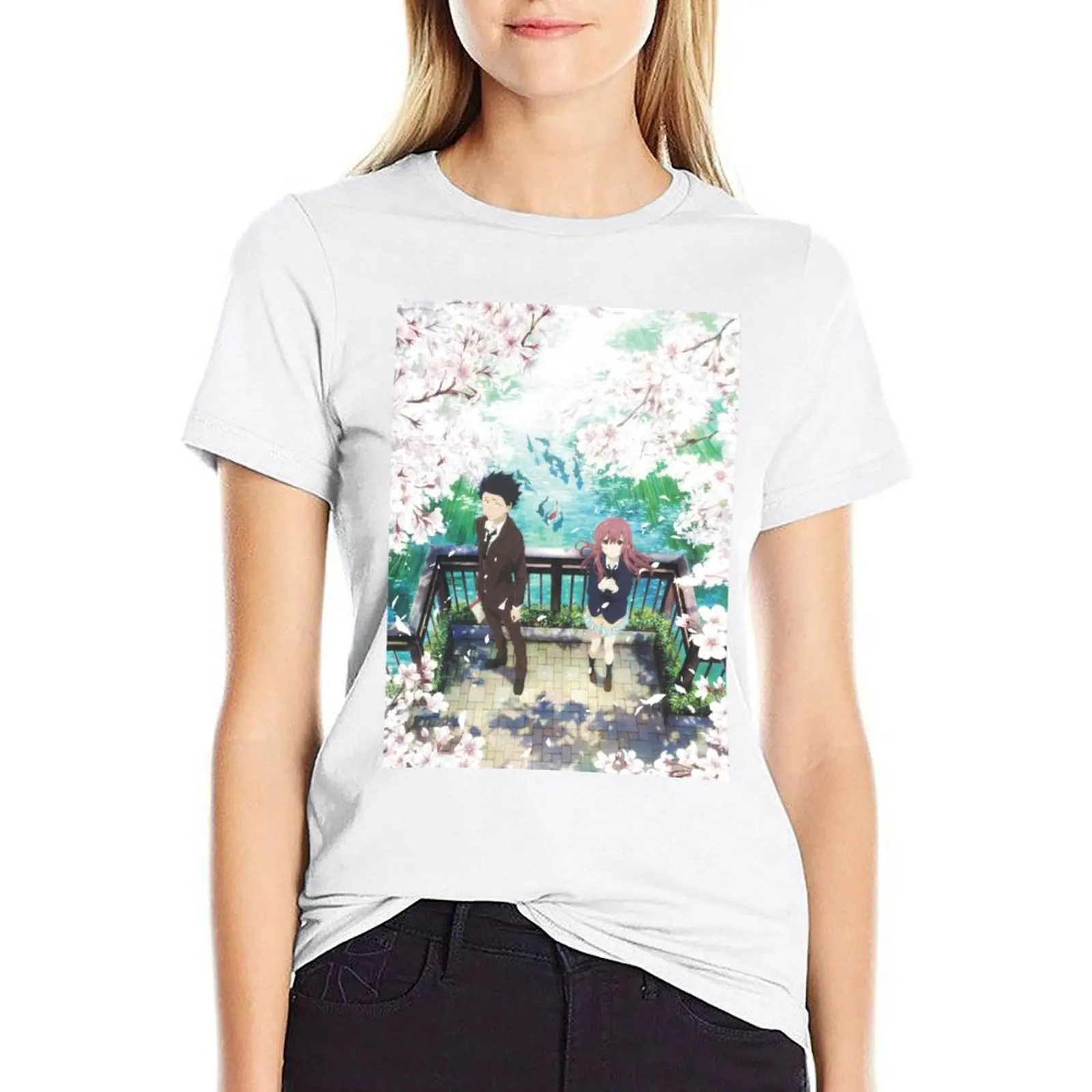 

Koe no Katachi Poster T-shirt summer top Short sleeve tee cute clothes designer clothes Women luxury