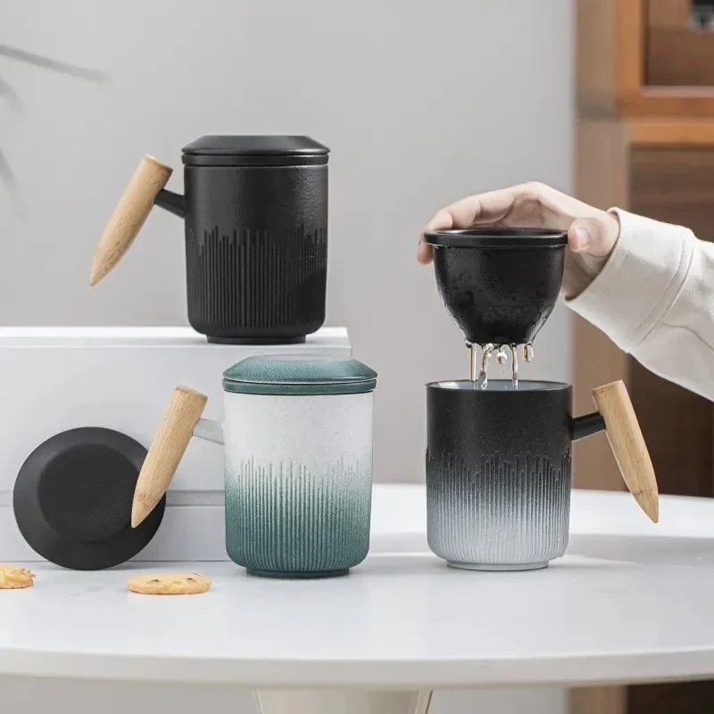 

Ceramic Tea Mug with Infuser Green Ceramic Tea Cup with Lid 300ml