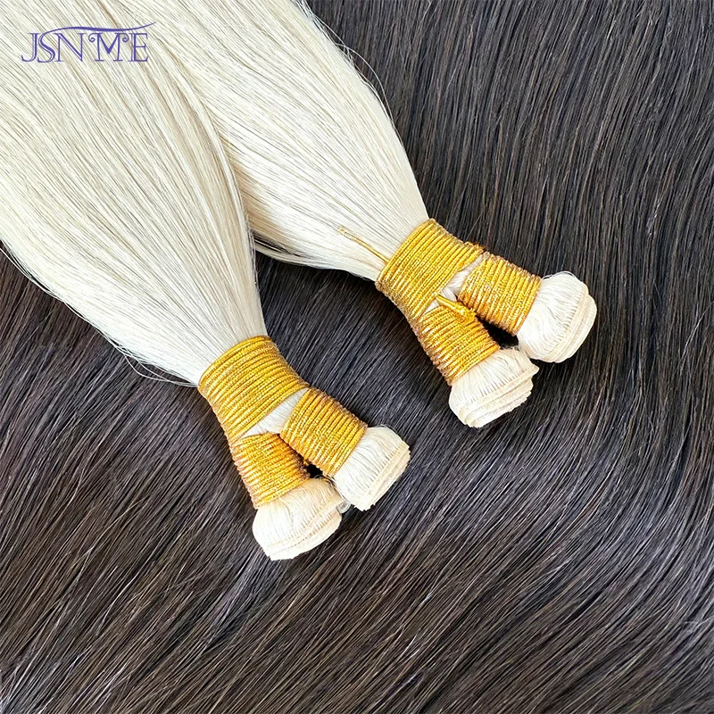 JSNME High Quality Genius Weft Extensions 100% Real Human Hair Weft Bundles Sew In wExtensions Blonde 14